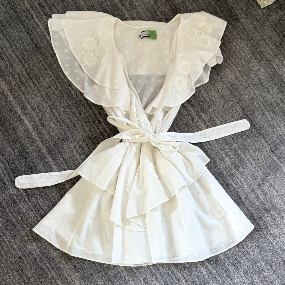 White Ruffled Wrap Dress by Innika Choo